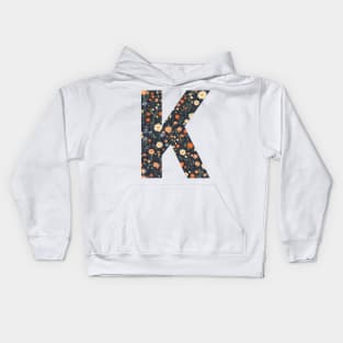 A vintage flower pattern filling the letter K Kids Hoodie